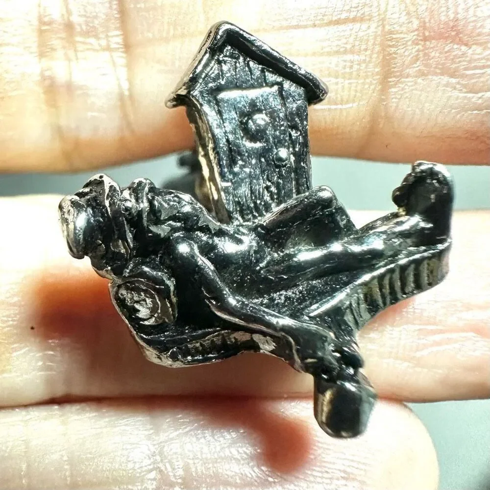 Hillbilly by outhouse silver tone cufflinks